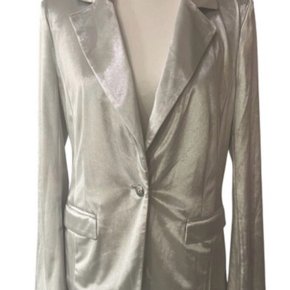 White House Black Market Shimmering Silver Blazer
